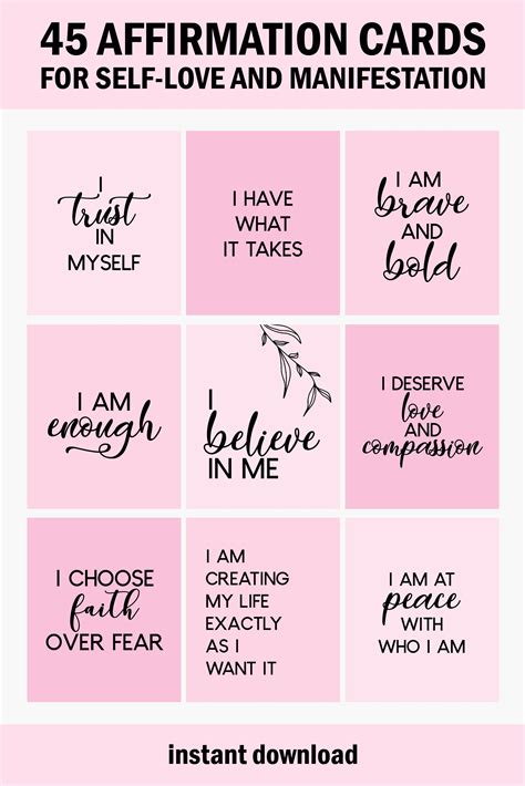 Positive Affirmation Card Deck Vision Board Printables Cards For Law