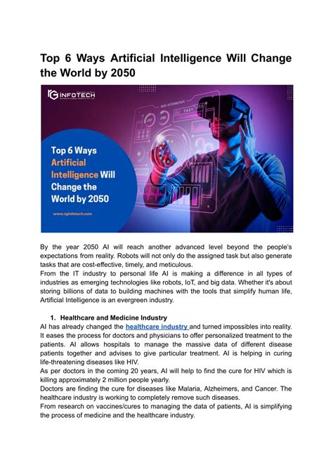 Ppt Top 5 Ways Artificial Intelligence Will Change The World By 2050