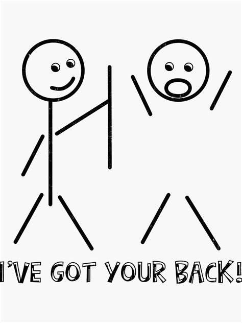 Stick Figure I Got Your Back Sticker For Sale By Evenpurr Redbubble