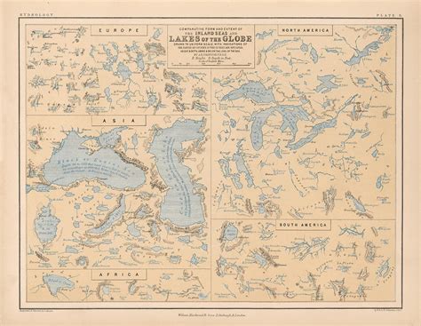 Comparative Map Of The Inland Seas And Lakes Of The Globe Historical