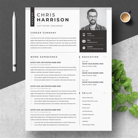Professional Resume Template With Photo Modern Resume Etsy