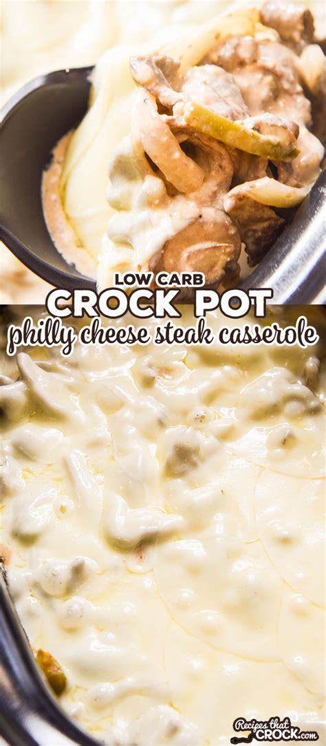 This crock pot philly cheese steak recipe gets rave reviews! Crock Pot Philly Cheese Steak Casserole - Recipes That Crock!