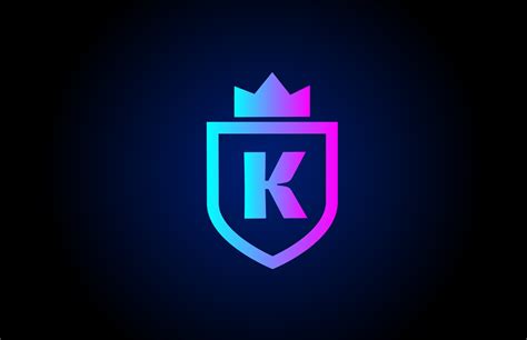 royal k alphabet letter icon logo for business company design with king crown and shield in