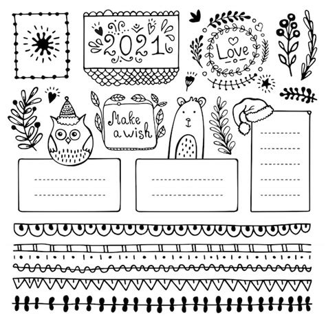 Premium Vector Bullet Journal Hand Drawn Vector Elements For Notebook