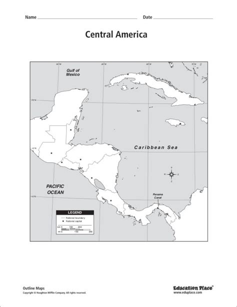Central America Unlabeled Map Organizer For 5th 12th Grade Lesson