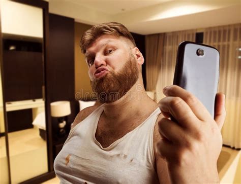 Fat Glamour Man Takes Selfie Stock Image Image Of Fashion Facial