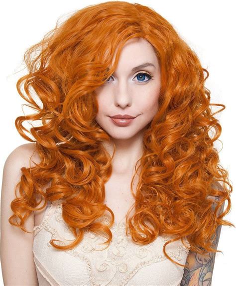 Dark Pumpkin Orange Long Curly Wig Costume Creations By Robin