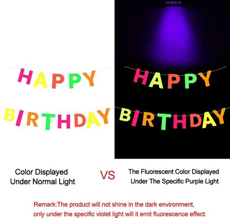 Buy Happy Birthday Glow Party Banner Neon Streamers Uv Black Light