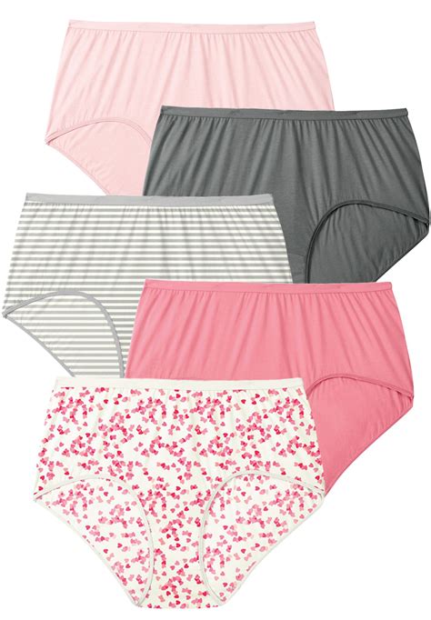 Comfort Choice Womens Plus Size 5 Pack Pure Cotton Full Cut Brief