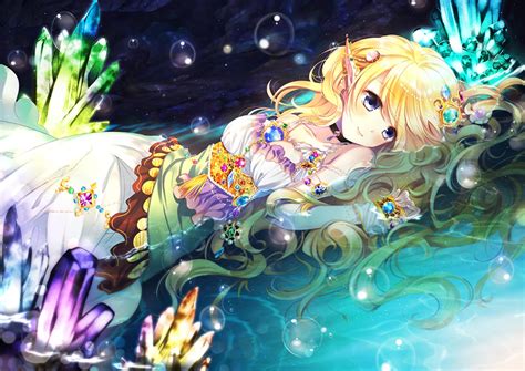 Anime Elf Blonde Water Anime Girl Beautiful Cute Wallpaper