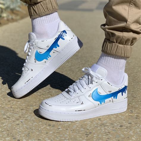 Nike Air Force One Custom Swoosh Blu And Azzurro Llab Scarpe Custom