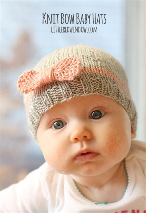 Knit Bow Baby Hats Little Red Window