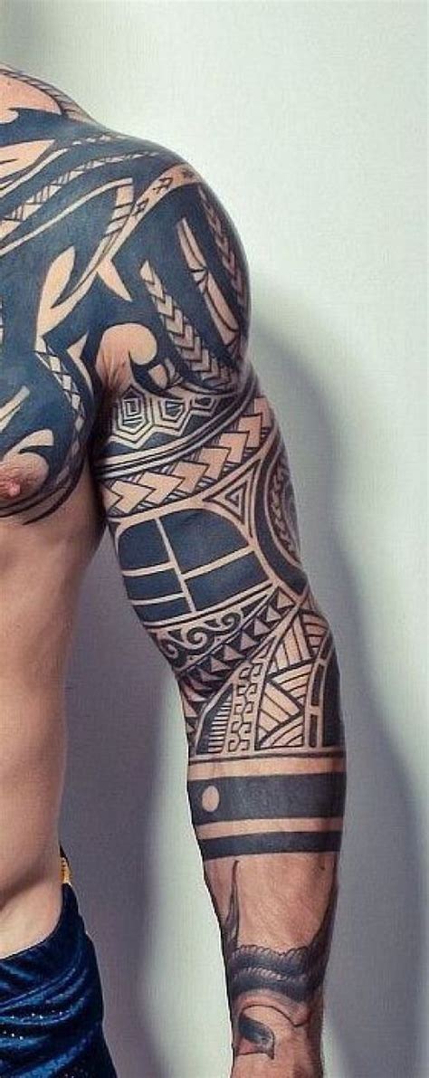 Blackwork Polynesiantattoos Maori Chest Tribal Arm Tattoos Maori
