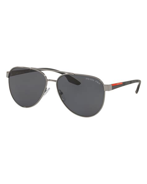 Prada Mens Metal Aviator Sunglasses Neiman Marcus