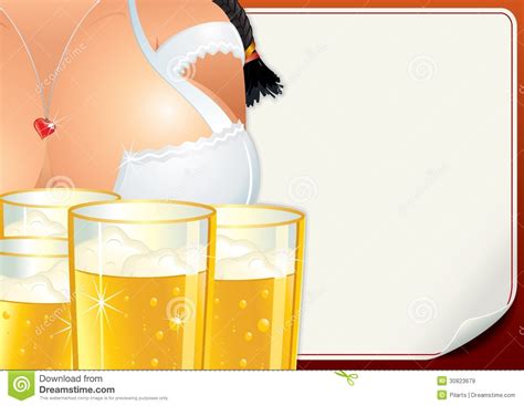 Poster With Oktoberfest Girl Beer Fest Image Stock Illustration