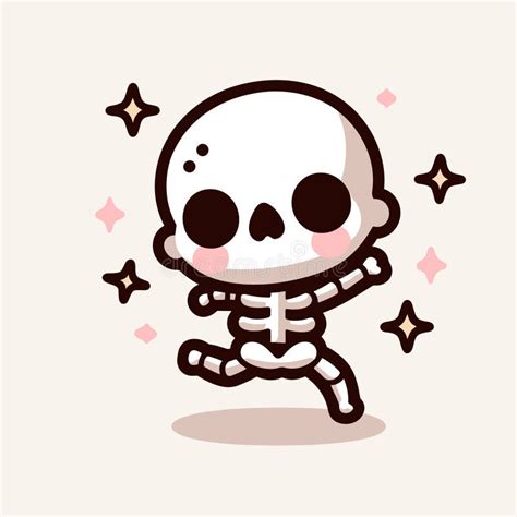 Cute Skeleton Cartoon Mascot Character Skeleton Dancing Halloween Vector Illustration