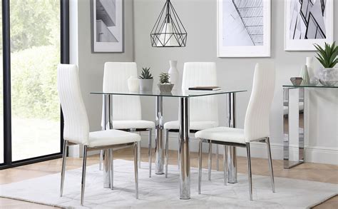 Glendale dining table, 4 chairs and bench | american. Nova Square Glass and Chrome Dining Table with 4 Leon ...