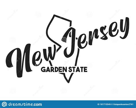 Vector Silhouette Of New Jersey With A Nickname Inscription Garden