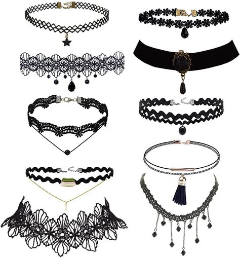 Trasfit Pieces Lace Choker Necklace For Women Girls Black Classic
