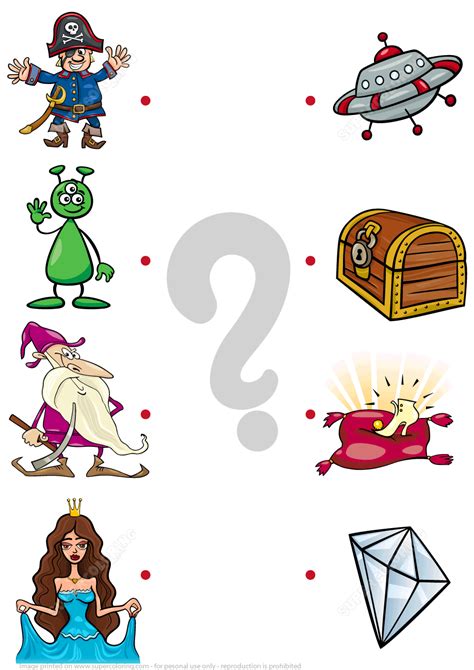 Match Cartoon Characters With Their Objects Puzzle Free Printable