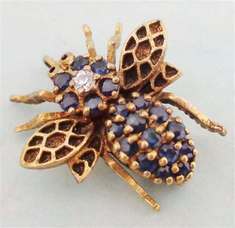 Vintage Sterling Silver And Sapphires Bee Pin Pendant Vintage Bee