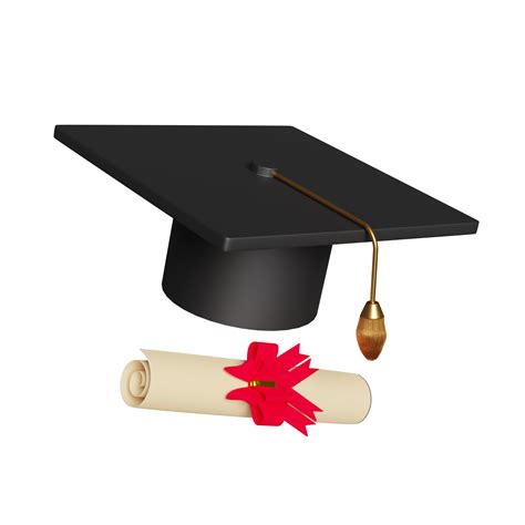 Graduation Hat Or Mortarboard With Diploma Rolled Graduational Day