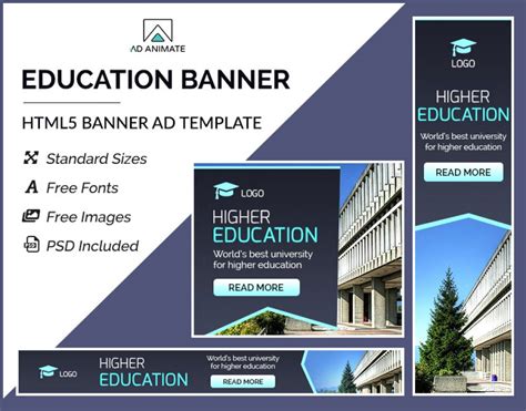 Higher Education Banner Education Ad Templates University Banner Ads