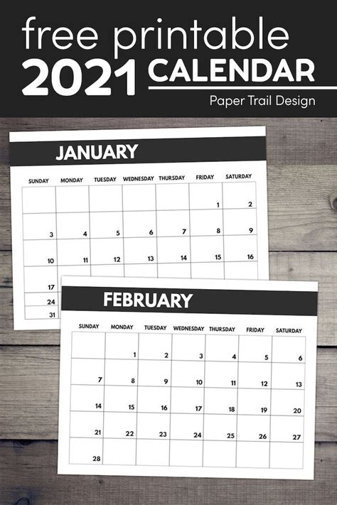 2021 Free Monthly Calendar Templates Paper Trail Design In 2021