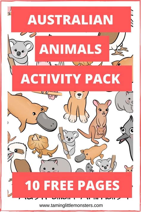 Australian Animals Free Activity Pack Taming Little Monsters