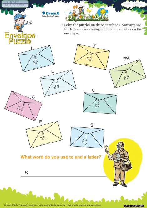 On this page you will find printable math puzzles arranged according to topics and type. Envelope Puzzle Math Worksheet for Grade 1 | Free ...
