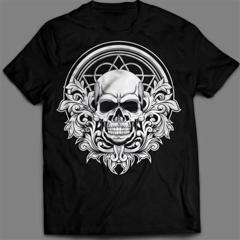 Floral Skull T Shirt Design Vector Illustration Buy T Shirt Designs