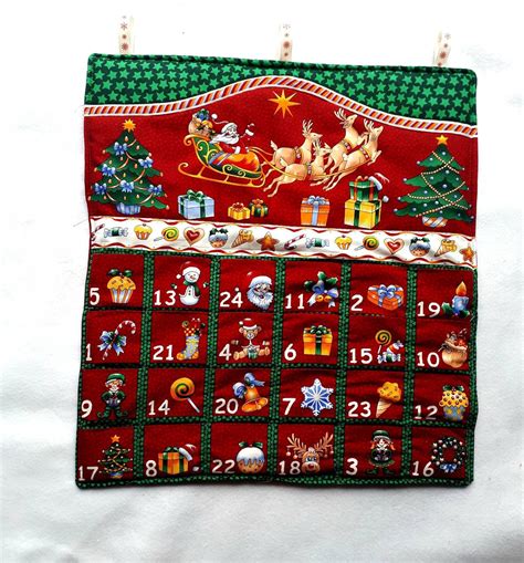 fabric advent calendar re usable 24 pocketed advent calendar etsy fabric advent calendar