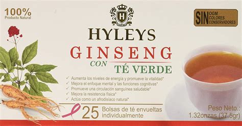 hyleys ginseng with green tea 25 tea bags gmo free gluten free dairy free