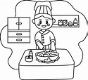 página para colorear para niños profesión chef de dibujos animados ...