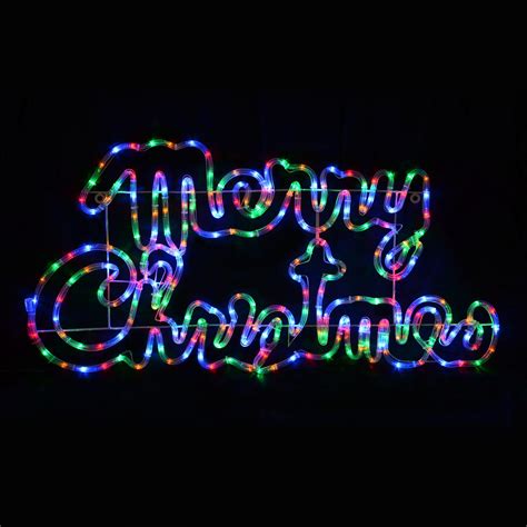Multi Coloured Led Rope Light Merry Christmas Sign Decoration Indoor