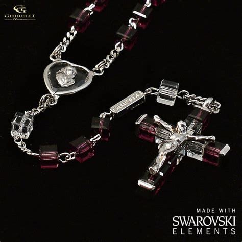 Swarovski R Crystal And Sterling Silver Precious Rosary Rhodium Pla