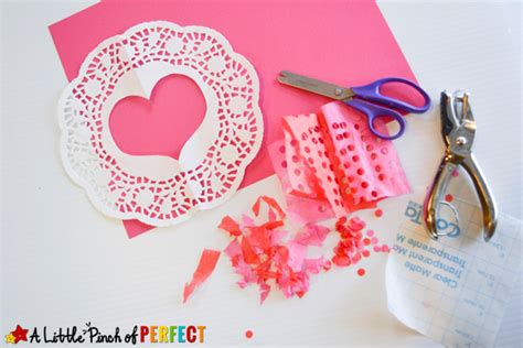 Tissue Paper Heart Doilies Valentines Craft For Kids