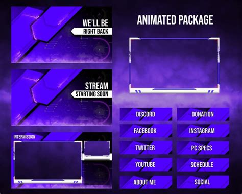 Twitch Overlays Animated Package Ready To Use Purple Etsy