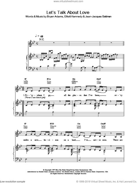 Amar haciendo el amor 08. Dion - Let's Talk About Love sheet music for voice, piano or guitar