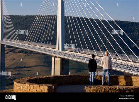 Europe France Aveyron Millau Suspension Bridge Stock Photo Alamy
