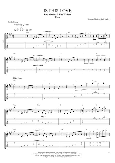 Is This Love Tab By Bob Marley Guitar Pro Full Score Mysongbook