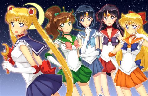 Safebooru 5girls Bishoujo Senshi Sailor Moon Black Hair Blonde Hair