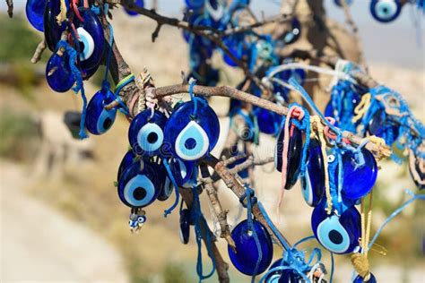 Nazars Turkish Evil Eye Charms On The Tree Cappadocia Turkey Stock