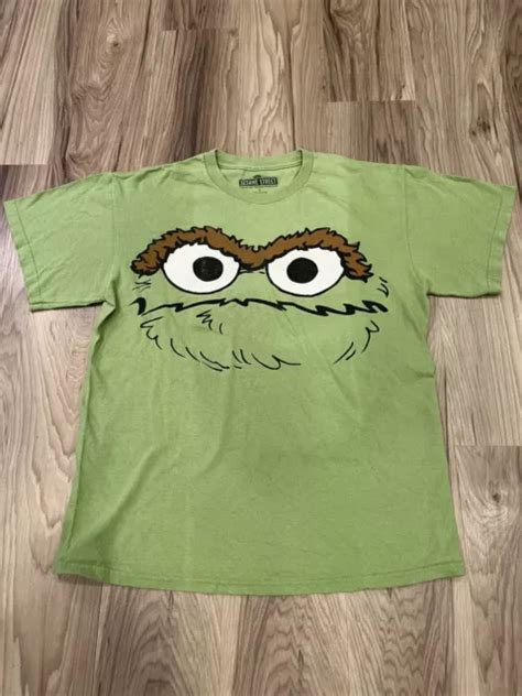 VINTAGE OSCAR THE Grouch Green Full Face T Shirt M Sesame Street Large Official PicClick