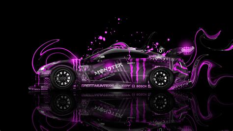 Monster Energy Nissan Gtr R Tuning Side Plastic Car Pink Neon Design By Tony Kokhan