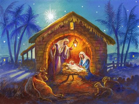 Most Beautiful Christmas Paintings Christmas Nativity Scene