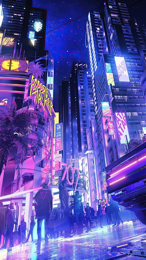 Cyberpunk Sci Fi Car Night City Digital Art Hd Phone Wallpaper