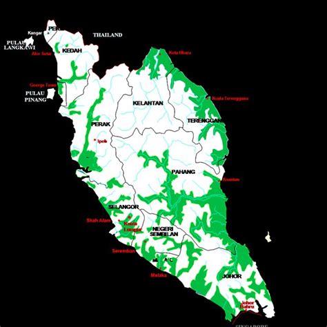 A Map Of Peninsular Malaysia Showing Distribution Of Its River Basins