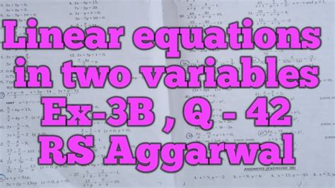 Linear Equation In Two Variables Chapter 3 Exercise 3b Question 42 Class 10 Maths