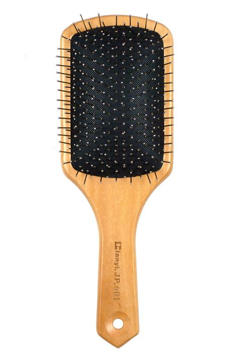 Natural Wooden Massage Hair Brush Metal Bristles With Cushion Large